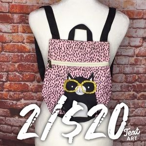 Pink Leopard Print Nerdy Cat Backpack